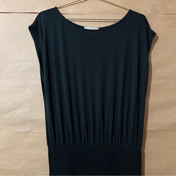 Nation LTD | Evonne Maxi Dress Pima Cotton Tiered Popover Smocked Black Size M - Picture 4 of 13